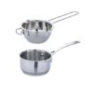 Lot Petite Casserole Inox 12 Cm Et Bol Bain-marie Inox 14 Cm Avec Poignée Longue