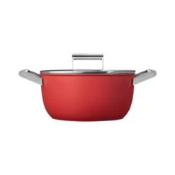Smeg Faitout Bas Aluminium Antiadhésif 24 Cm Rouge Mat Avec Couvercle Verre Trempé -Silikomart Cuisine Boutique 133003 1 1 Faitout bas aluminium antiadhesif 24 cm rouge mat avec couvercle verre trempe Smeg