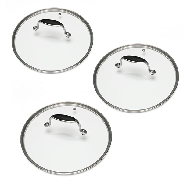 Lot 3 Couvercles En Verre Excell'Inox 16, 18 Et 20 Cm 3 Lot 3 Couvercles En Verre Excell'Inox 16, 18 Et 20 Cm