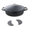 Lot Cocotte Légère Basse Ronde En Fonte D'aluminium 28 Cm Noir Et Deux Maniques Silicone -Silikomart Cuisine Boutique 209011 0 3 Lot cocotte legere basse ronde en fonte d aluminium 28 cm noir et deux maniques silicone Mathon