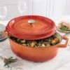 Cocotte En Fonte Orange Ovale 33 Cm 6 L 2 Cocotte En Fonte Orange Ovale 33 Cm 6 L -Silikomart Cuisine Boutique 213261 0 5 Cocotte en fonte orange ovale 33 cm 6 L Mathon