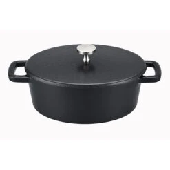 Mini Cocotte En Fonte émaillé Ovale Black Design 12,5 Cm Noir Mat