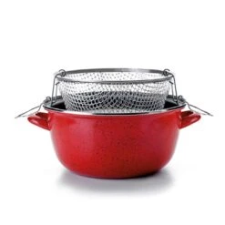 Ibili Friteuse En Acier émaillé Avec Panier Et Couvercle 24 Cm -Silikomart Cuisine Boutique 271093 1 1 Friteuse en acier emaille avec panier et couvercle 24 cm Ibili