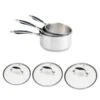 Lot 3 Casseroles Et Couvercles Inox Et Verre Excell'inox