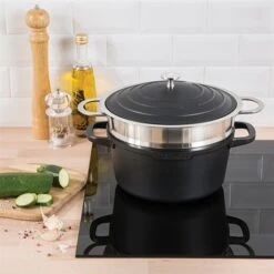 Lot Cocotte Légère Ronde Fonte Aluminium 24 Cm 4,5 L Et Panier Vapeur Multidiamètre -Silikomart Cuisine Boutique 279166 2 5 Lot cocotte legere ronde fonte aluminium 24 cm 4 5 L et panier vapeur multidiametre Mathon