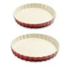 Lot 2 Moules à Tarte En Céramique 24 Et 27 Cm Rouge