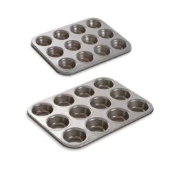 Lot 2 Plaques 12 Muffins Et 12 Mini-muffins Acier Revêtement Antiadhérent -Silikomart Cuisine Boutique 549024 1 1 Lot 2 plaques 12 muffins et 12 mini muffins acier revetement antiadherent Mathon