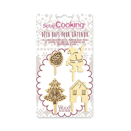 Kit De Décorations De Noël En Bois Pour Bûches Et Gâteaux 4 Kit De Décorations De Noël En Bois Pour Bûches Et Gâteaux – Image 2