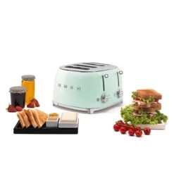 Smeg Toaster 4 Fentes 2000 W TSF03PGEU Vert D’eau -Silikomart Cuisine Boutique 700061 1 1 Toaster 4 fentes 2000 W TSF03PGEU vert d eau Smeg