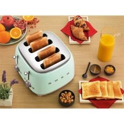 Smeg Toaster 4 Fentes 2000 W TSF03PGEU Vert D’eau -Silikomart Cuisine Boutique 700061 2 1 Toaster 4 fentes 2000 W TSF03PGEU vert d eau Smeg